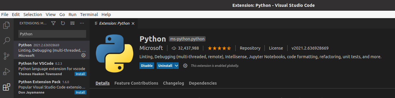 Python extension in Visual Studio Code Picture_4_5_Install_Python_Extension