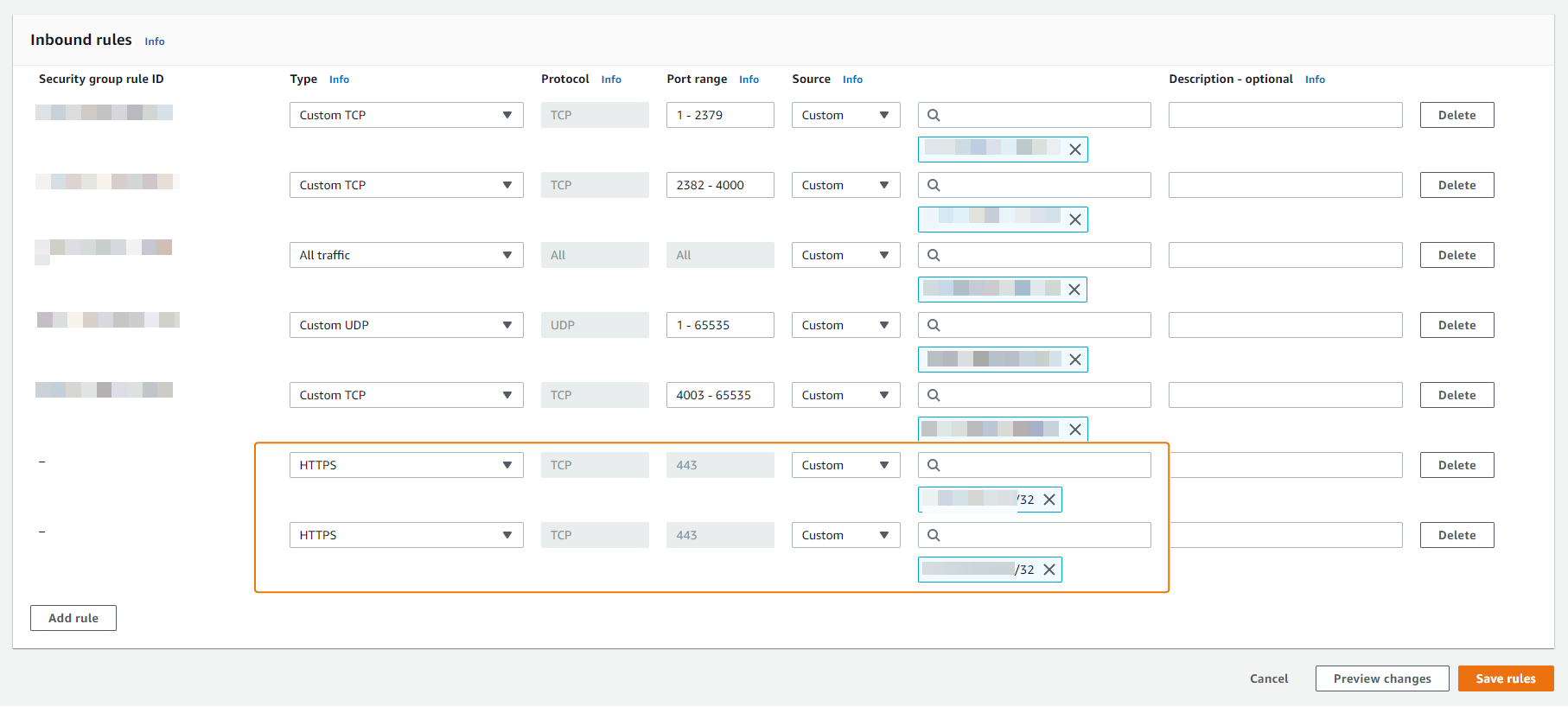 Add Master Inbound Rules