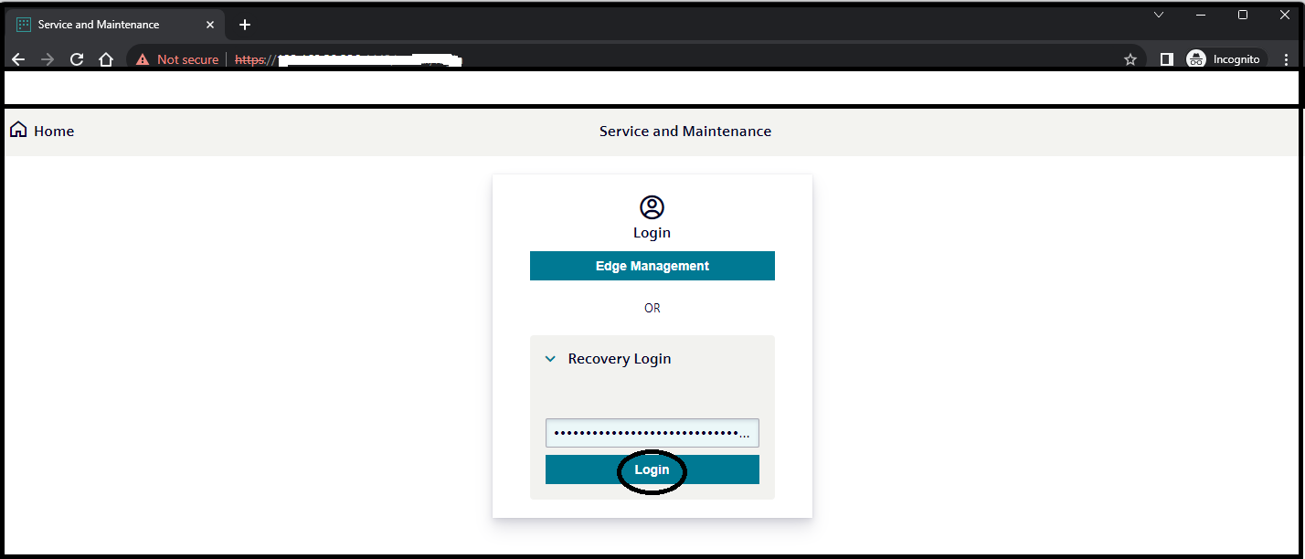 Service And Maintenance Login via RecoveryKey